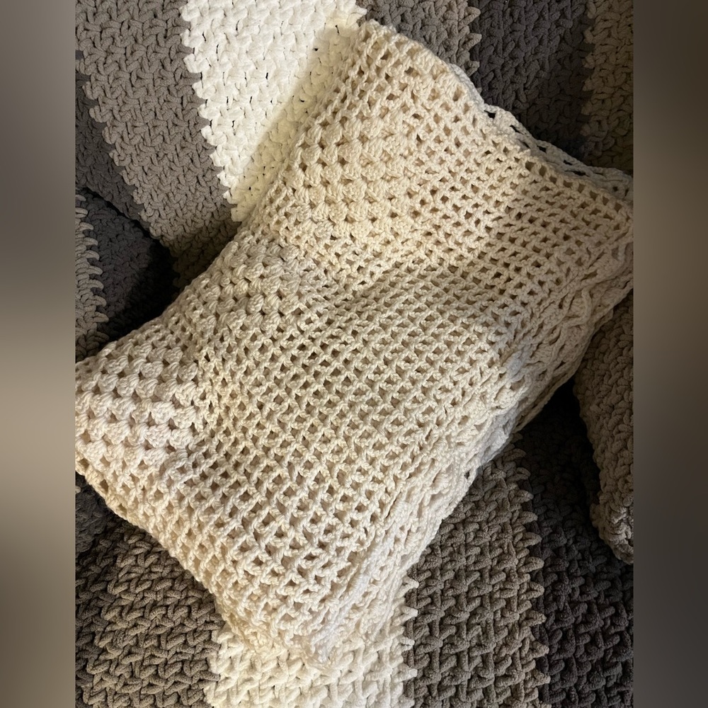 Handmade Cream Crochet Afghan